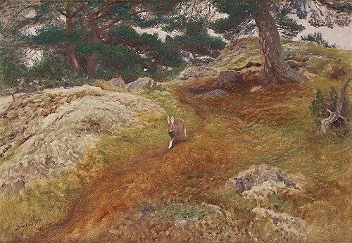 Landscape with hare, 1907, Bruno Liljefors