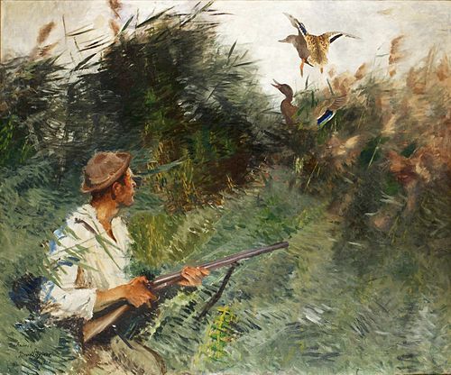 Jägare och gräsänder, 1916, Bruno Liljefors