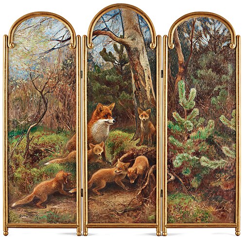 Fox family, 1894, Bruno Liljefors