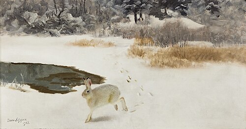 Hare in winter landscape, 1923, Bruno Liljefors