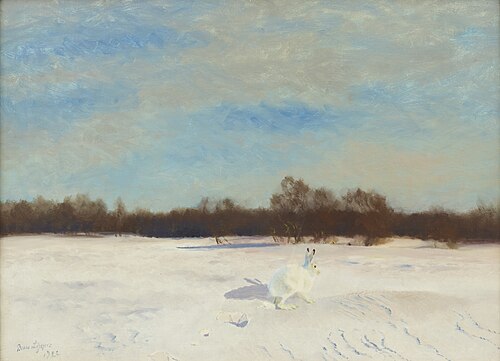 Hare in winter landscape, 1922, Bruno Liljefors