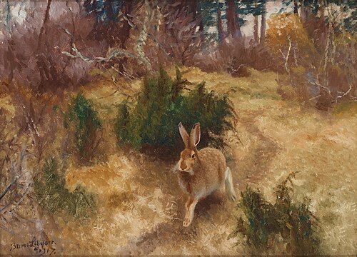 Hare in autumn landscape, 1917, Bruno Liljefors
