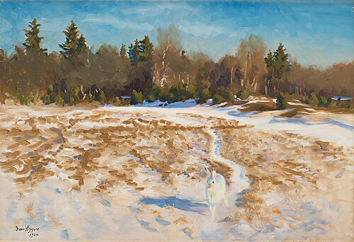 Hare in winter landscape, 1924, Bruno Liljefors