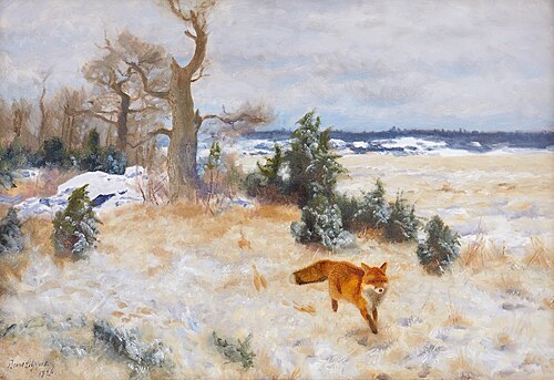 Fox in winter landscape, 1926, Bruno Liljefors