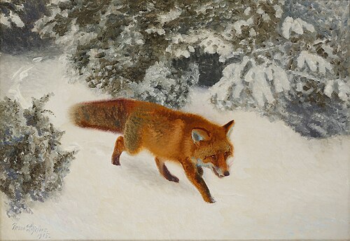 Fox in winter landscape, 1915, Bruno Liljefors