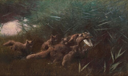 Fox family, 1900, Bruno Liljefors