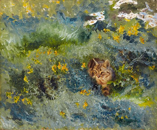Cat on a flowering summer meadow, 1919, Bruno Liljefors