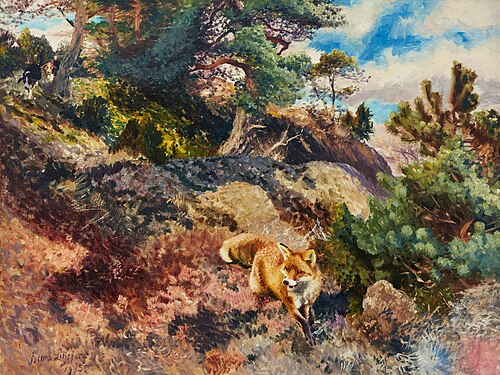Fox hunted by scent hounds, 1915, Bruno Liljefors