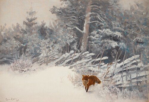 Winter landscape with fox, 1928, Bruno Liljefors