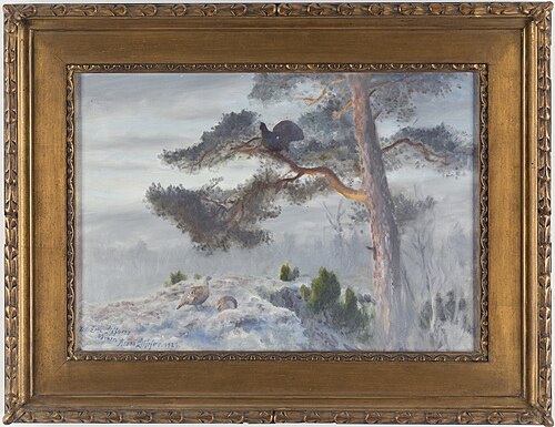 Capercaillie cock with hens, 1923, Bruno Liljefors