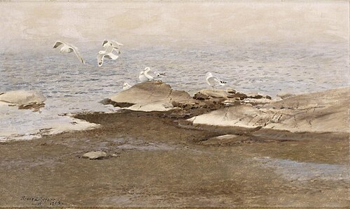 Trutar vid strandkanten, 1909, Bruno Liljefors