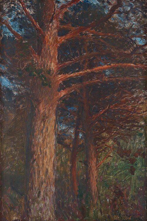 Pine trunks after sunset, 1894, Bruno Liljefors