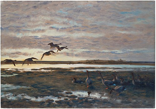 Wild geese on the field, 1925, Bruno Liljefors