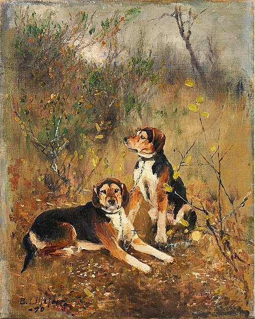 Two scent hounds, 1890, Bruno Liljefors