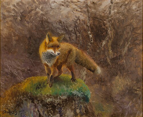 Fox in autumn landscape, 1917, Bruno Liljefors