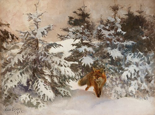 Winter landscape with fox, 1921, Bruno Liljefors