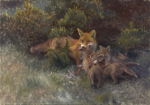 Fox with Cubs, 1912, Bruno Liljefors
