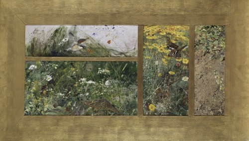 Four Bird Studies, Red-Backed Shrike, Corncrake, Chaffinches, Willow Warbler., 1887, Bruno Liljefors