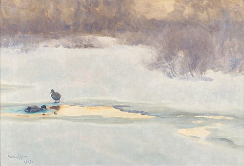 Paartje wilde eenden bij een wak, 1919, Bruno Liljefors