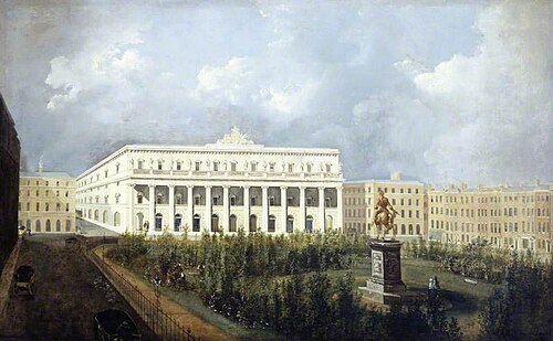 Leicester Square, London, with the Design for a Proposed New Opera House, 1790, William Hodges
