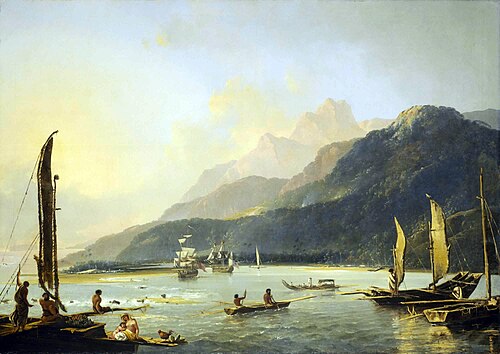 Le HMS Resolution et le HMS Adventure dans la baie de Matavaie à Tahiti, 1776, William Hodges