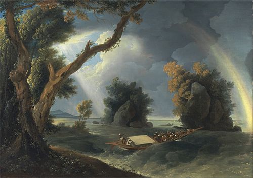Storm on the Ganges, with Mrs. Hastings near the Col-gon Rock, 1790, William Hodges