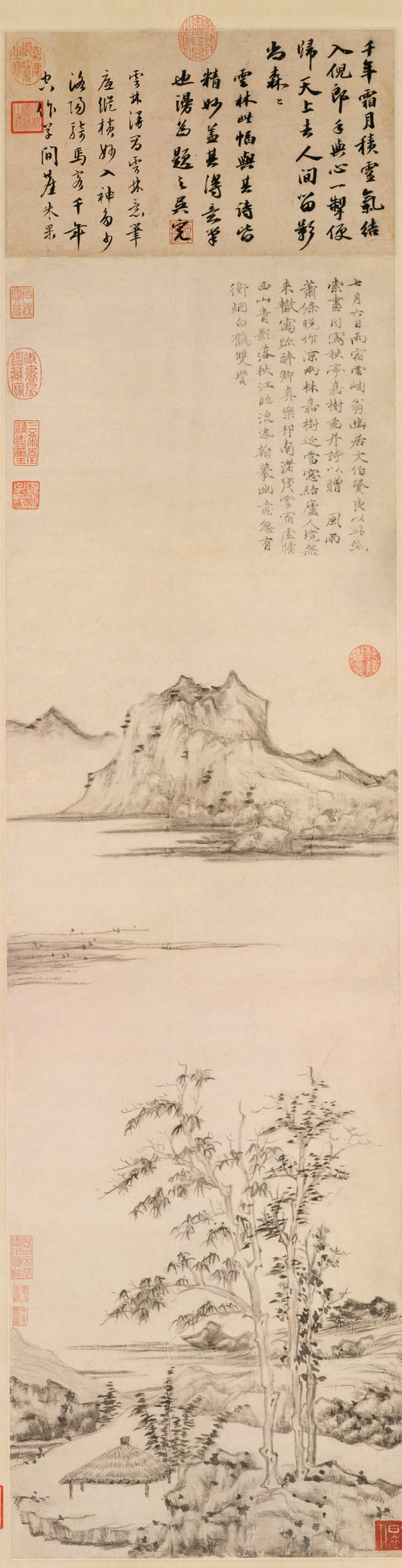 倪瓒秋亭嘉树图轴, , Ni Zan