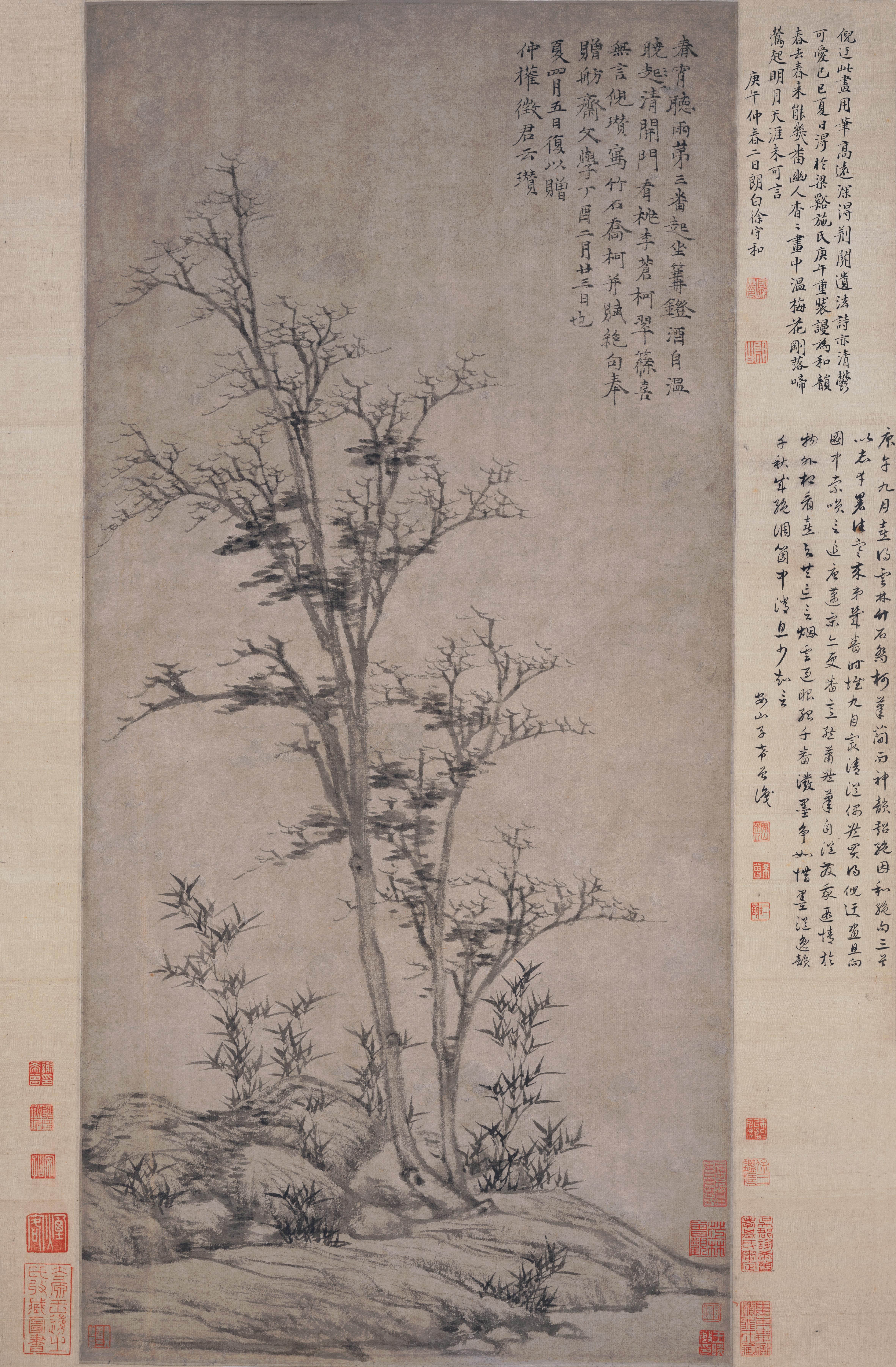 元  倪瓒  竹石霜柯图轴, 1357, Ni Zan