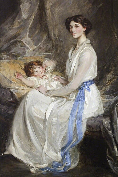Lady Winifred Paget, Viscountess Ingestre (1881-1965) and her Infant Son, later 21st Earl of Shrewsb, 1914, James Jebusa Shannon