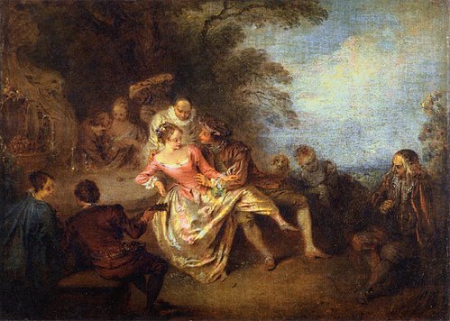 Réunion d'acteurs de la comédie italienne dans un parc, 1725, Jean-Baptiste Pater