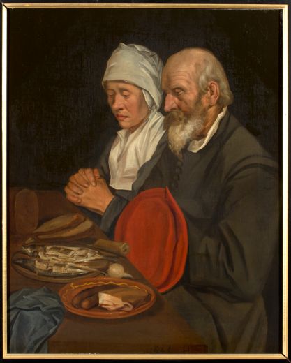 A couple praying before their meal, 1645, Reynier Hals