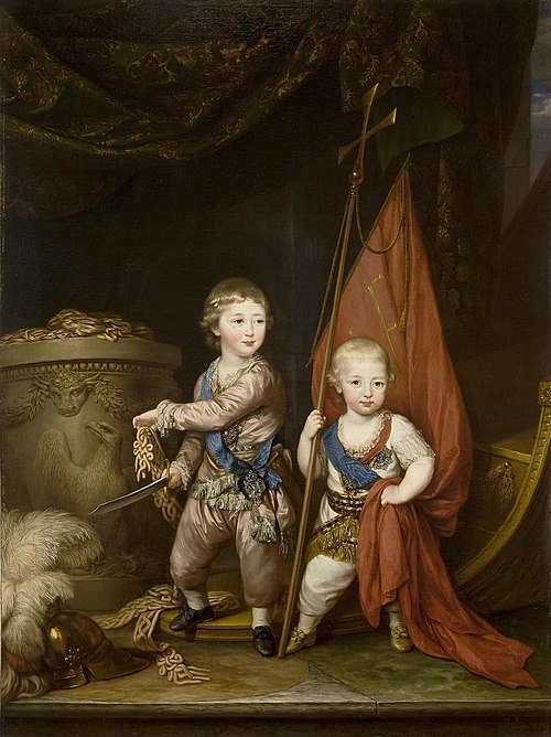 Portrait of Grand Dukes Alexander Pavlovich and Constantin Pavlovich, 1781, Richard Brompton