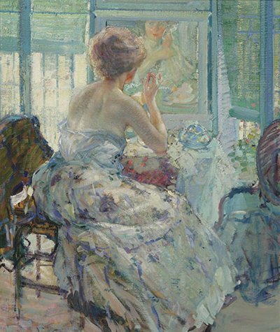 Woman at Her Dressing Table with Earring, , Richard E. Miller