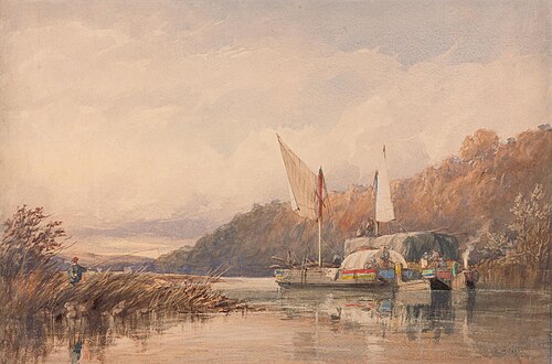 Hay and Log Barges on the Conway, , Richard Henry Nibbs