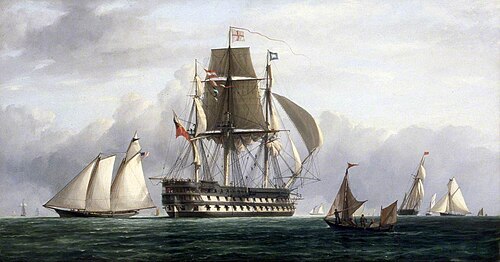 HMS 'Vengeance' at Spithead, Hampshire, 1851, Richard Henry Nibbs