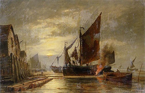 Shipping on the Medway, 1890, Richard Henry Nibbs