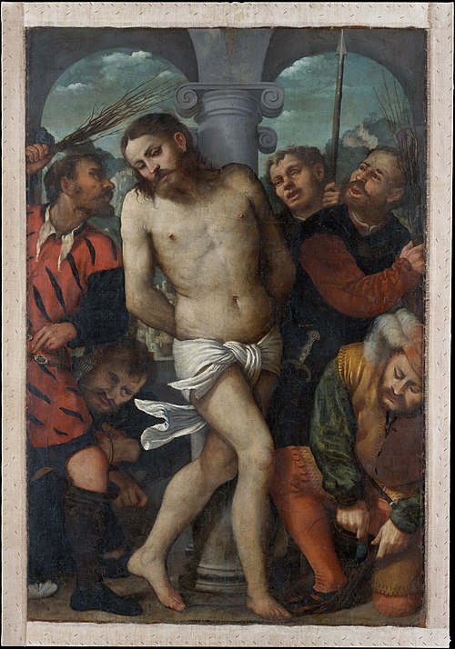 The Flagellation; (reverse) The Madonna of Mercy, 1540, Il Romanino