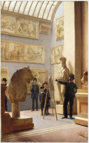 Taking Measurements - The Artist Copying a Cast in the Hall of the National Gallery of Ireland, 1887, Richard Moynan