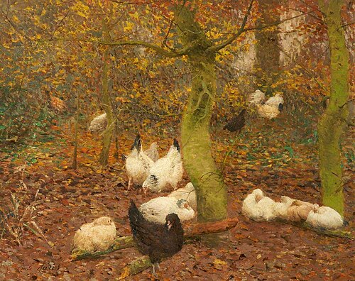 Poultry in a Wood, 1890, Émile Claus