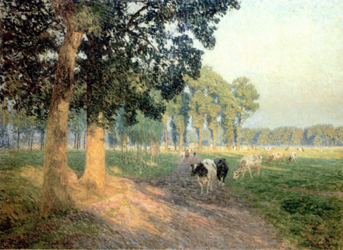 Zonnige dreef met koeien, 1908, Émile Claus