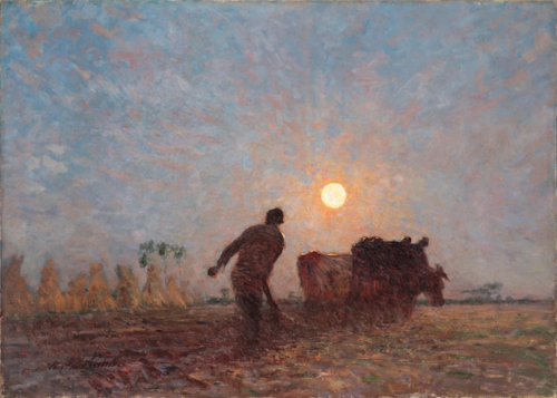 Ploegende boer bij zonsopkomst, 1890, Emile Claus
