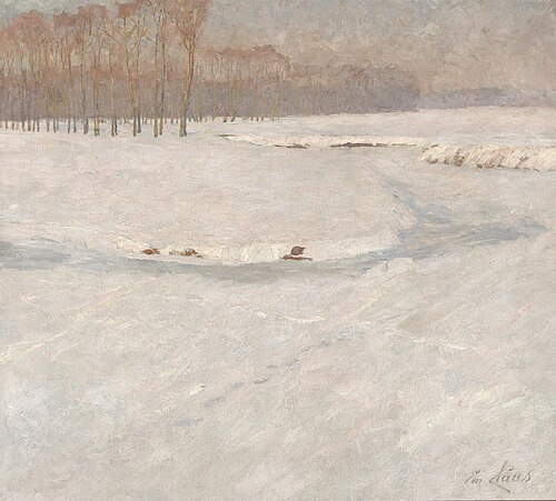 Sneeuw op de oever van de rivier, 1891, Emile Claus