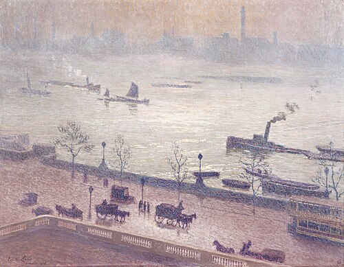 Morning Reflection on the Thames in London, 1918, Emile Claus