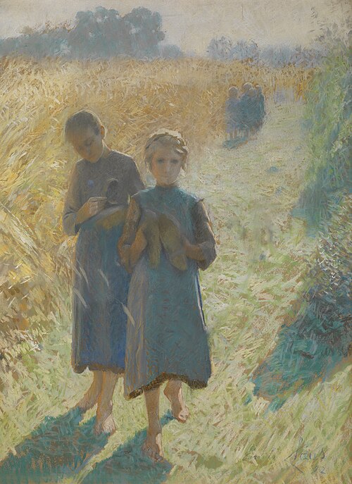 Girls in the field, 1892, Emile Claus