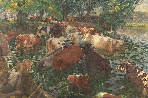 Cows crossing the Lys River, 1899, Emile Claus