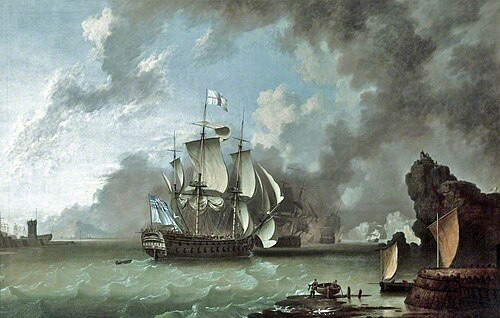 A Man of War in a Harbour, 1767, Richard Wright