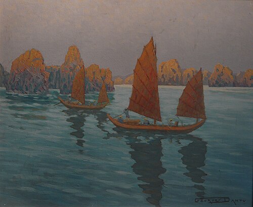 Jonques de pêche en baie d'Along, 2000, Georges Dantu