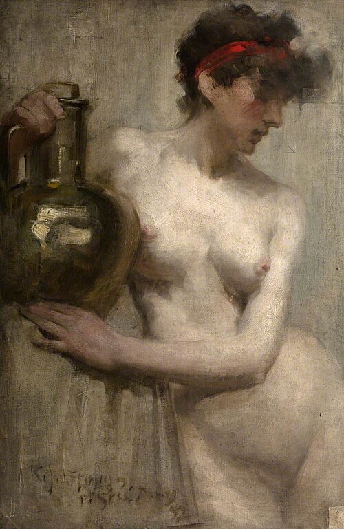 Female Nude with Brass Urn, 1892, Robert Brough
