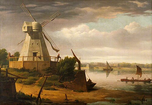 View of Chelsea Hospital from the South Bank at Battersea, 1812, Robert Burford