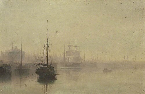 Tyne Dock; Twilight, 1872, Robert Jobling